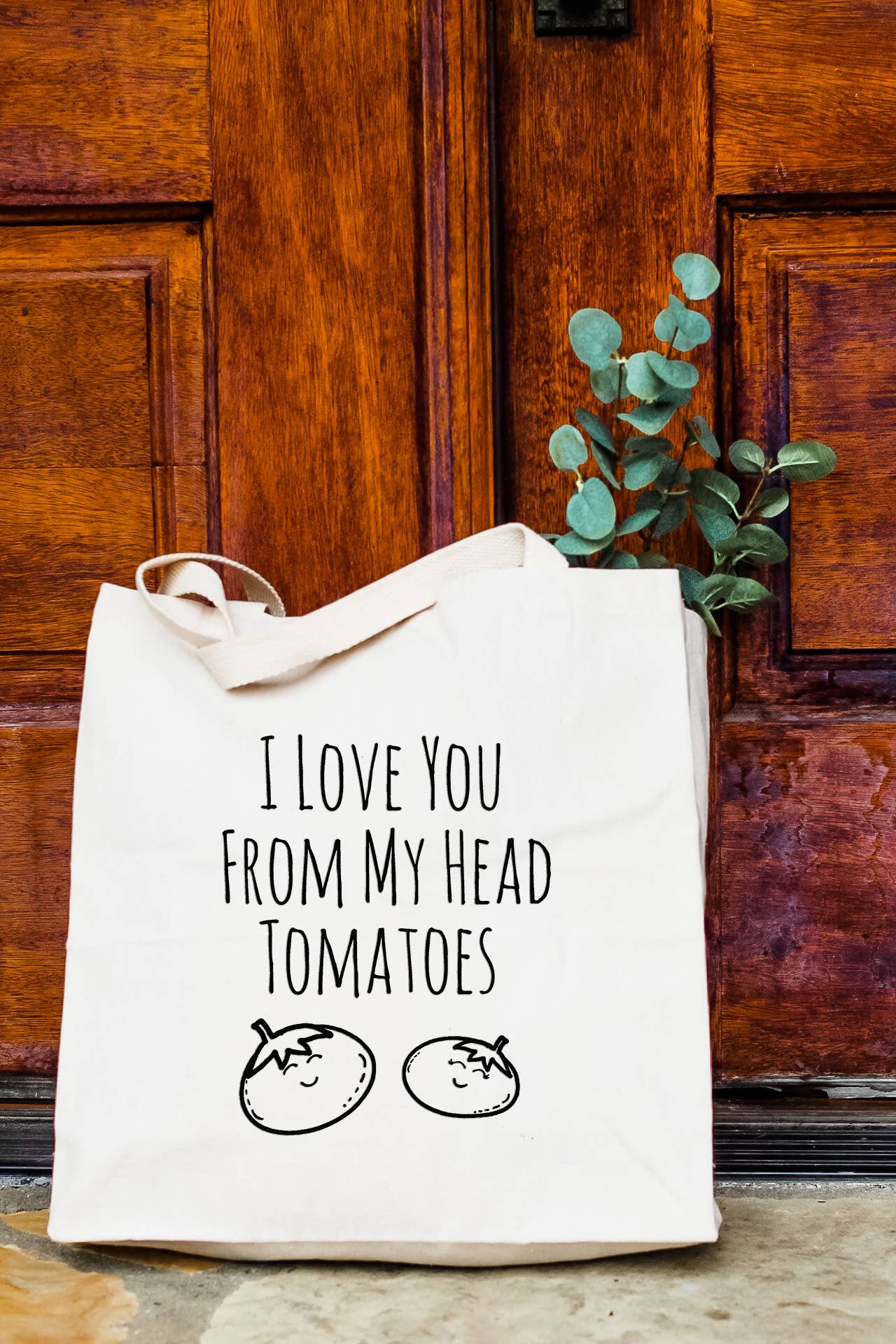 I Love You From My Head Tomatoes - Cute Canvas Tote Bags
