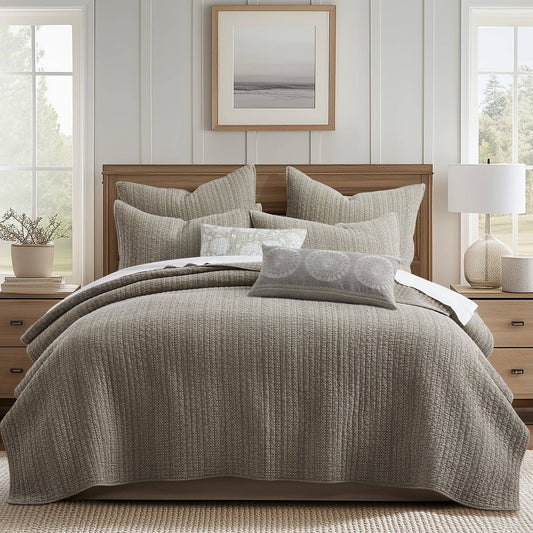 Loden Quilt Set: Taupe / Full/Queen
