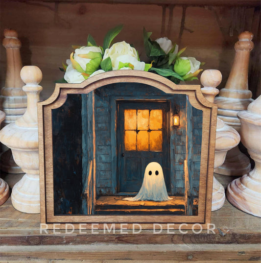 Halloween Ghost Porch Framed Art