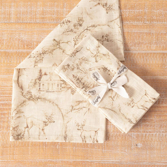Napkin - Sepia Deer Toile Print